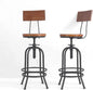 Set of 2-Industrial Bar Stools with Backrest-Swivel Wood Seat-Bar Counter Height Adjustable 26-32.2inch-Kitchen Island Dining Chair