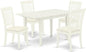 East West Furniture NODA5-LWH-C 5 Piece Kitchen Table & Chairs Set Includes a Rectangle Dining Table with Butterfly Leaf and 4 Linen Fabric Dining Room Chairs, 32x54 Inch, Linen White