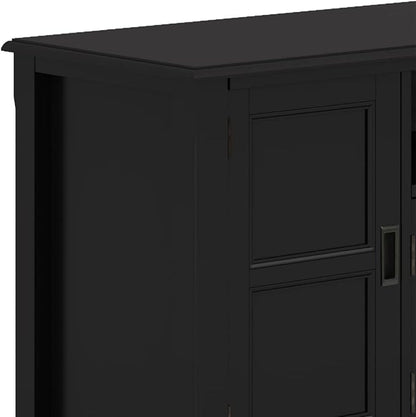 SIMPLIHOME Burlington SOLID WOOD 72 Inch Wide Transitional TV Media Stand in Black for TVs up to 80 Inches, For the Living Room and Entertainment Center