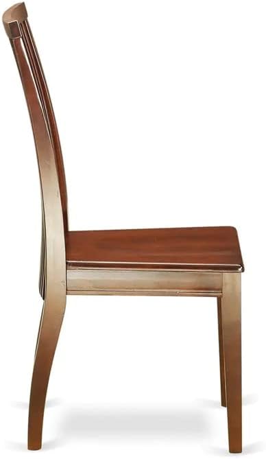 East West Furniture DLIP5-MAH-W 5 Piece Dining Room Furniture Set Includes a Round Kitchen Table with Dropleaf and 4 Dining Chairs, 42x42 Inch, Mahogany