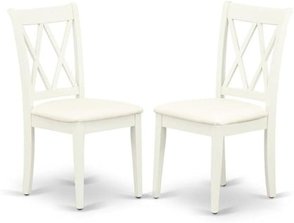 East West Furniture LGCL9-LWH-C 9 Piece Modern Dining Table Set Includes a Rectangle Wooden Table with Butterfly Leaf and 8 Linen Fabric Dining Room Chairs, 42x84 Inch, Linen White