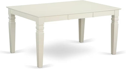 East West Furniture WEAD5-LWH-LC 5 Piece Dining Table Set for 4 Includes a Rectangle Kitchen Table with Butterfly Leaf and 4 Faux Leather Upholstered Chairs, 42x60 Inch, Linen White