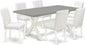 East West Furniture X097AB264-7 7 Piece Dining Table Set Consist of a Rectangle Dining Room Table with X-Legs and 6 White Faux Leather Upholstered Chairs, 40x72 Inch, Multi-Color