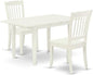 East West Furniture NODA3-LWH-W 3 Piece Kitchen Table Set for Small Spaces Contains a Rectangle Dining Room Table with Butterfly Leaf and 2 Dining Chairs, 32x54 Inch, Linen White
