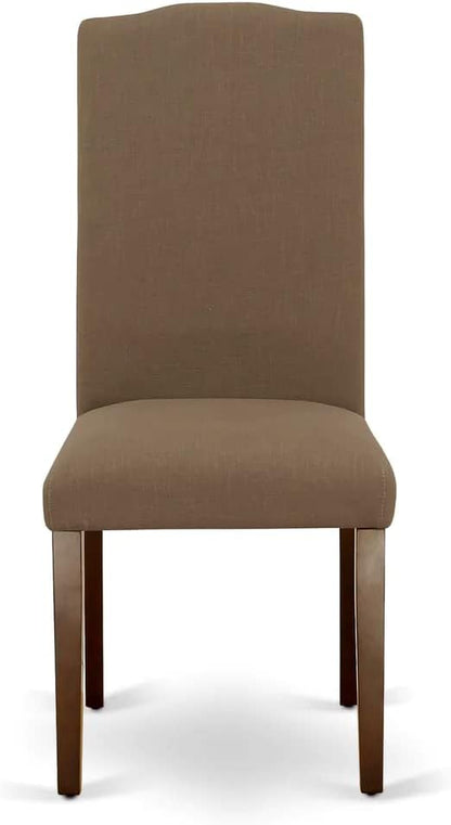 East West Furniture NDEN5-MAH-18 5 Piece Dining Table Set Includes a Rectangle Dining Room Table with Dropleaf and 4 Dark Coffee Linen Fabric Upholstered Chairs, 30x48 Inch, Mahogany