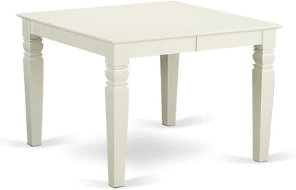 East West Furniture LGDA7-LWH-13 7 Piece Kitchen Set Consists of a Rectangle Dining Table with Butterfly Leaf and 6 Polyester Fabric Padded Chairs, linen white