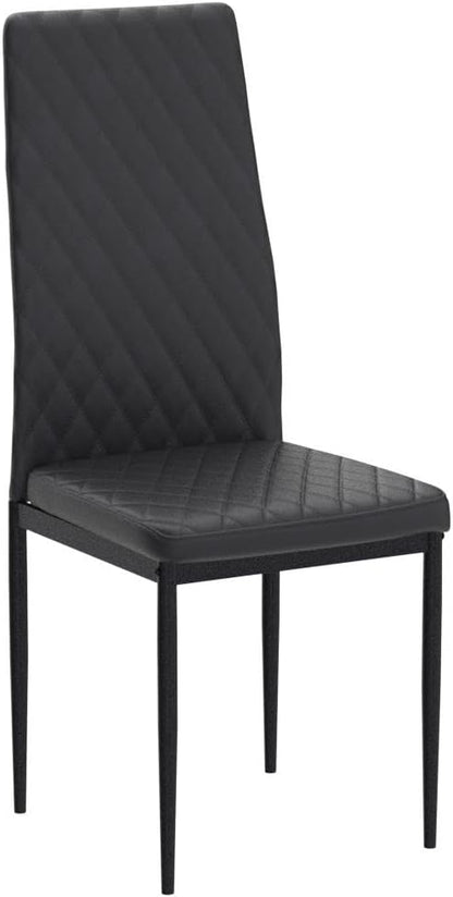 JT Modern Minimalist Dining Chair Fireproof Leather Sprayed Metal Pipe Diamond Grid Pattern Restaurant Home Conference Chair Set of 4 Or 6 (6, Black)