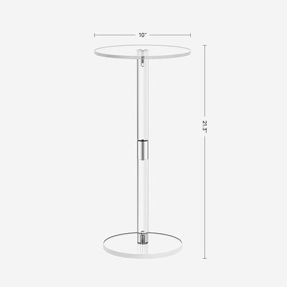 HMYHUM Acrylic Drink Table for Small Spaces, 10" L x 10" W x 21.3" H, Drink Side/End Table for Living Room, Round, Easy Assembly, Clear