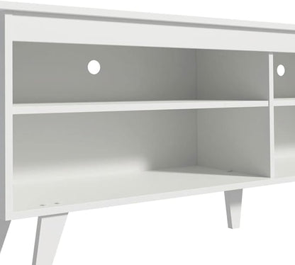 Madesa TV Stand Entertainment Center with 4 Shelves and Cable Management for 55, 65 Inch TV Media Storage Gaming Media Console Living Room and Bedroom Modern Wooden Television - White