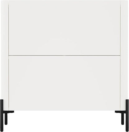 Manhattan Comfort Abbey Accent Cabinet with Doors, Tray Top Design and Adjustable Shelves, Sleek Modern Storage Furniture for Dining Area, Living Room, Bedroom, Entryway, Maple and Off White