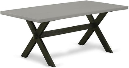 East West Furniture X697MZ606-7 7 Piece Kitchen Table & Chairs Set Consist of a Rectangle Dining Room Table with X-Legs and 6 Shitake Linen Fabric Parson Chairs, 40x72 Inch, Multi-Color