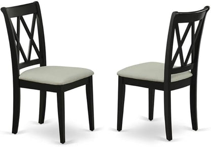 East West Furniture LGCL9-BLK-C 9 Piece Dining Room Table Set Includes a Rectangle Kitchen Table with Butterfly Leaf and 8 Linen Fabric Upholstered Dining Chairs, 42x84 Inch, Black