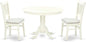 East West Furniture HLVA3-LWH-C 3 Piece Kitchen Table & Chairs Set Contains a Round Dining Table with Pedestal and 2 Linen Fabric Dining Room Chairs, 42x42 Inch, Linen White