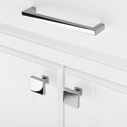 KOOFIZO 20 Pack Polished Chrome Cabinet Knobs Chrome Drawer Knobs K08 Square Single Hole Cabinet Pulls for Cabinets Drawer Dresser Cupboard Bedroom Closet Bathroom Vanity