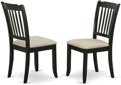 East West Furniture LGDA7-BLK-C 7 Piece Modern Dining Table Set Consist of a Rectangle Wooden Table with Butterfly Leaf and 6 Linen Fabric Kitchen Dining Chairs, 42x84 Inch, Black