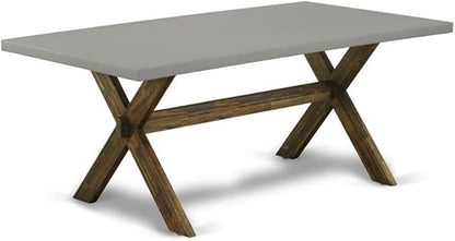 East West Furniture X797MZ716-9 9 Piece Kitchen Table Set Includes a Rectangle Dining Table with X-Legs and 8 Dark Khaki Linen Fabric Parson Dining Room Chairs, 40x72 Inch, Multi-Color