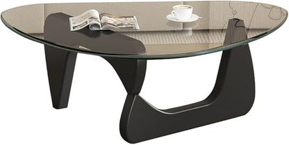 Mid Century Modern Glass Coffee Table for Living Room, Small Coffee Tables, Suitable for Bedroom Living Room Reception Office Tables（Black/Transparent，Small）