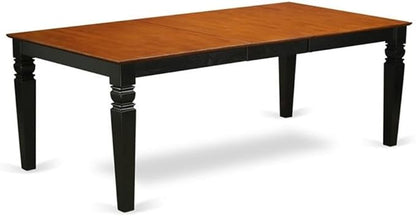 East West Furniture LGAN9-BCH-W 9 Piece Dining Table Set Includes a Rectangle Dining Room Table with Butterfly Leaf and 8 Wooden Seat Chairs, 42x84 Inch, Black & Cherry