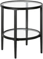 Henn&Hart 20" Wide Round Side Table with Glass Shelf in Blackened Bronze, Table for Living Room, Bedroom