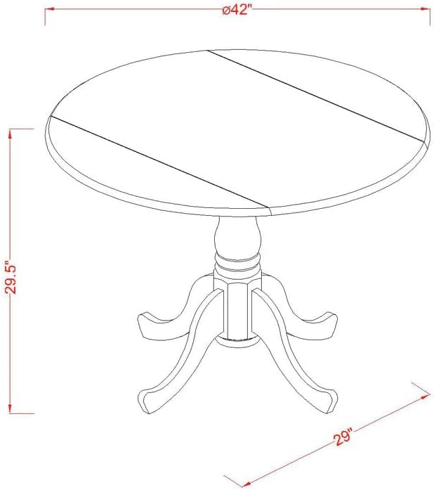 East West Furniture DMIP5-MAH-C 5 Piece Kitchen Table & Chairs Set Includes a Round Dining Room Table with Dropleaf and 4 Linen Fabric Upholstered Chairs, 42x42 Inch, Mahogany