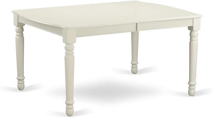 East West Furniture LGDA9-LWH-12 9 Piece Dining Table Set Contains a Rectangle Kitchen Table with Butterfly Leaf and 8 Polyester Fabric Chairs, linen white