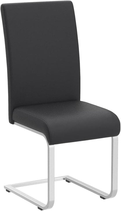 Yaheetech Dining Chairs Set of 2 Modern Faux Leather Upholstered Dining Room Chairs with High Back and Metal Chrome Legs for Kitchen/Living Room/Restaurant, Black