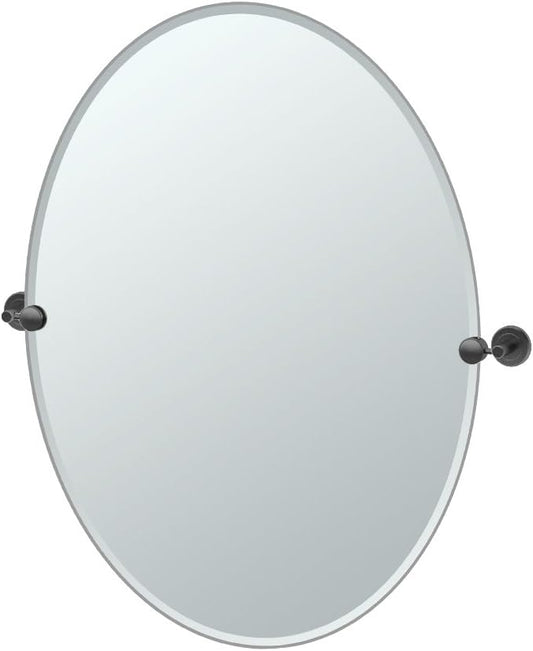 Gatco 4249MXLG Latitude II Large Oval Mirror Matte Black, 32 H x 28.5 W