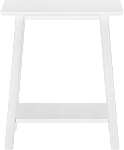 Plank+Beam Wooden Side Table with Storage, Mid Century Modern End Tables for Living Room, Small Solid Wood Nightstand, Bedside Tables, Bedroom Furniture, White