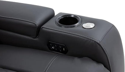 Valencia Tuscany Home Theater Seating | Premium Top Grain Italian Nappa 11000 Leather Power Recliner with Power Lumbar Support & Headrest (Single Recliner, Charcoal Grey)