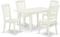 East West Furniture NODA5-LWH-W 5 Piece Modern Dining Table Set Includes a Rectangle Wooden Table with Butterfly Leaf and 4 Dining Chairs, 32x54 Inch, Linen White