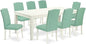 East West Furniture LGEN9-LWH-57 9 Piece Modern Dining Table Set Includes a Rectangle Wooden Table with Butterfly Leaf and 8 Pond Faux Leather Upholstered Chairs, 42x84 Inch, Linen White