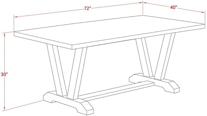 East West Furniture V797VE721-6 6 Piece Dinette Set Contains a Rectangle Dining Table with V-Legs and 4 Blue Color Linen Fabric Parson Chairs with a Bench, 40x72 Inch, Multi-Color