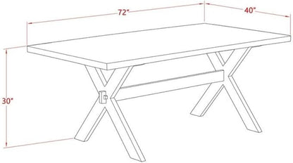 East West Furniture X097MZ001-9 9 Piece Kitchen Table Set Includes a Rectangle Dining Table with X-Legs and 8 Cream Linen Fabric Parson Dining Room Chairs, 40x72 Inch, Multi-Color