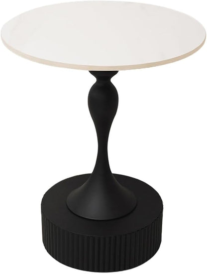 Side Table with Marble Top Metal End Table Modern Sofa Side End Table Coffee Round Side Desk for Couch Living Room Bedroom Outdoor