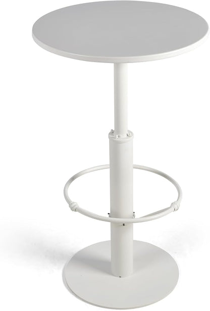 42" Tall Modern Industrial Bar Table-23.6" Dia Round Metal Top Standing Pub Cocktail Bistro Table-Indoor Outdoor Patio-Commercial Grade, Heavy Duty (White)