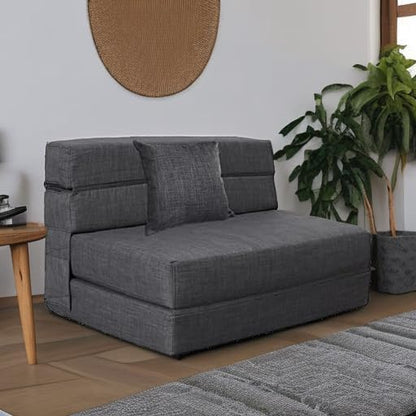 Fold Sofa Bed Couch Twin Size with Pillow Memory Foam Convertible Sleeper Chair Bed Futon Lazy for Living Room/Home Office/Guest Beds/Apartment/Upstairs Loft,Dark Gray