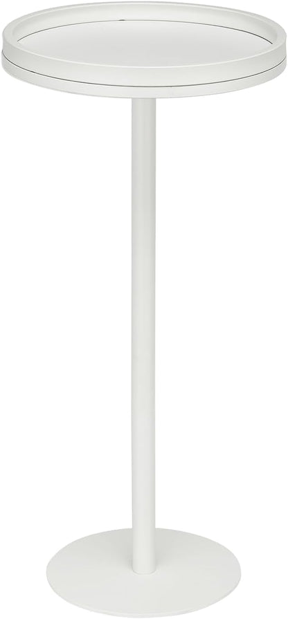 Round Drink Table,Pedestal Tables,Small Round Side Table for Small Spaces,Martini Table for Living Room, Bedroom, Bathroom,Balcony (White)