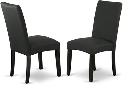 East West Furniture X676DR124-5 5 Piece Dining Room Table Set Includes a Rectangle Kitchen Table with X-Legs and 4 Black Color Linen Fabric Parson Dining Chairs, 36x60 Inch, Multi-Color