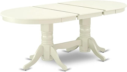 East West Furniture VAAS5-LWH-41 5 Piece Dining Table Set consists A Modern Dinner Table and 4 Platinum Gray Polyester Fabric Mid-Century Chairs with Stylish Back- Linen White Finish