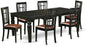 East West Furniture LGNI7-BLK-LC 7 Piece Dining Table Set Consist of a Rectangle Wooden Table with Butterfly Leaf and 6 Faux Leather Dining Room Chairs, 42x84 Inch, Black