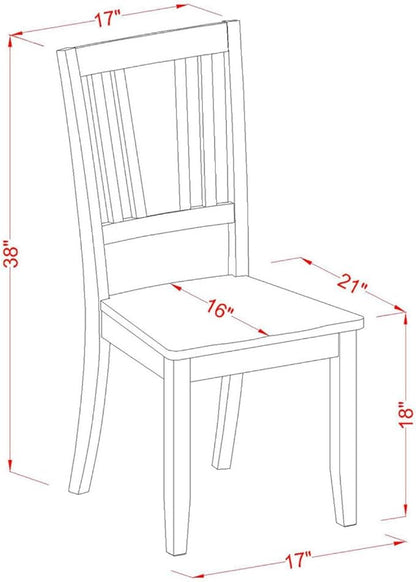 East West Furniture HLDU5-MAH-W 5 Piece Dining Set Includes a Round Dining Room Table with Pedestal and 4 Kitchen Chairs, 42x42 Inch, Mahogany