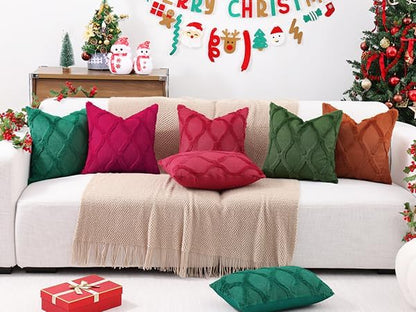decorUhome Throw Pillow Covers 26x26 Inch Set of 2, Soft Plush Faux Fur Wool Burgundy Couch Pillow Covers, Decorative Neutral Pillow Cases for Bed Sofa Living Room Home Decor