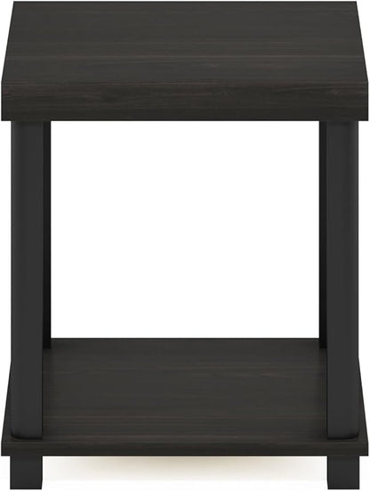 Furinno Turn-N-Tube Classic 2-Tier End Table, Side Table, Espresso/Black