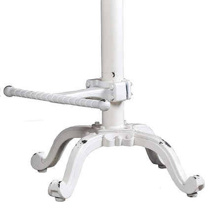 Topower Industrial Retro Vintage Farm Wooden Tractor Stool Kitchen Swivel Height Adjustable bar Stool (Antique White)
