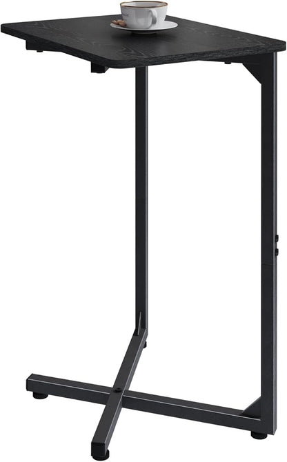 NEFROM C-Shaped End Table, Small Side Table for Couch, Sofa TV Tray Table for Living Room, Bedroom, Bedside ET-X-BKW1