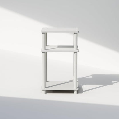 Furinno Just 3-Tier Turn-N-Tube End Table, 1-Pack, White/White