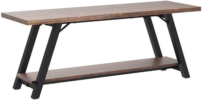 IBF Solid Wood Entryway Bench, Natural Real Wood Storage Bench, Farmhouse Wooden Shoe Bench in Entry Way Hallway Foyer Rack, Bedroom Bench Seat for Living Bed Mud Room Indoor, Rustic Brown, 47 Inch