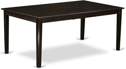 East West Furniture HEDR5-CAP-03 5 Piece Dining Room Furniture Set Includes a Rectangle Dining Table with Pedestal and 4 Brown Linen Fabric Parsons Chairs, 42x72 Inch, Cappuccino