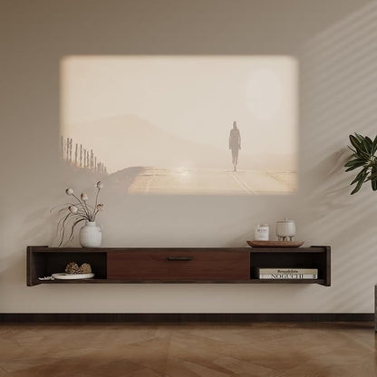 70'' Floating TV Stand,Wall Mounted TV Console,Floating TV Cabinet,Under TV Shelf for Bedroom Living Room(Walnut)