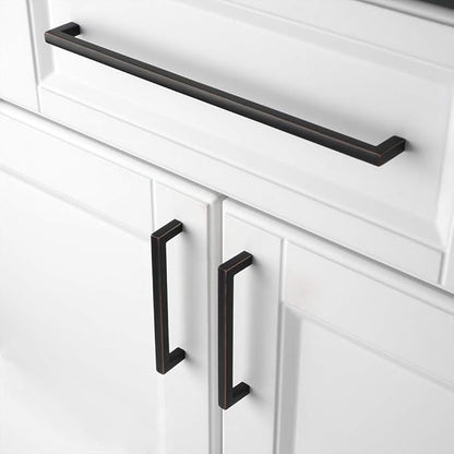 KOOFIZO Solid Square Bar Cabinet Handle - Oil Rubbed Bronze Furniture Pull, 10 Inch/256mm Screwhole Distance, 10-Pack for Kitchen Cupboard Door, Bedroom Dresser Drawer, Bathroom Hardware